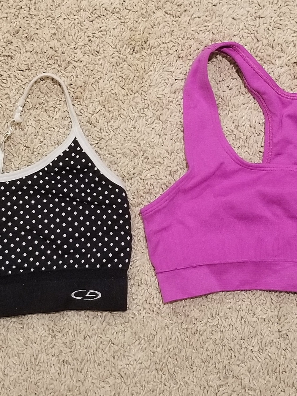 Racerback Sports Bra Set - Black Polka Dot & Champion Fuchsia